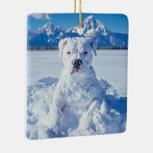 Kerst Pitbull Dog Snowman Keramisch Ornament (Rechts)