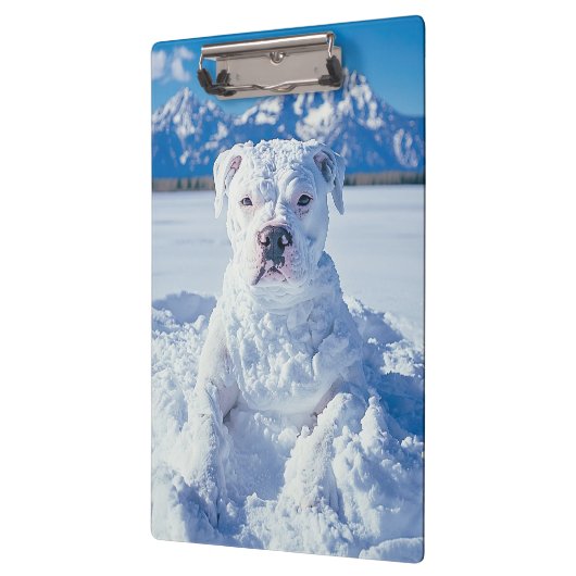 Kerst Pitbull Dog Snowman Klembord (Links)