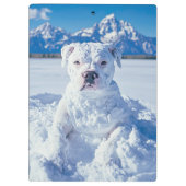 Kerst Pitbull Dog Snowman Klembord (Achterkant)
