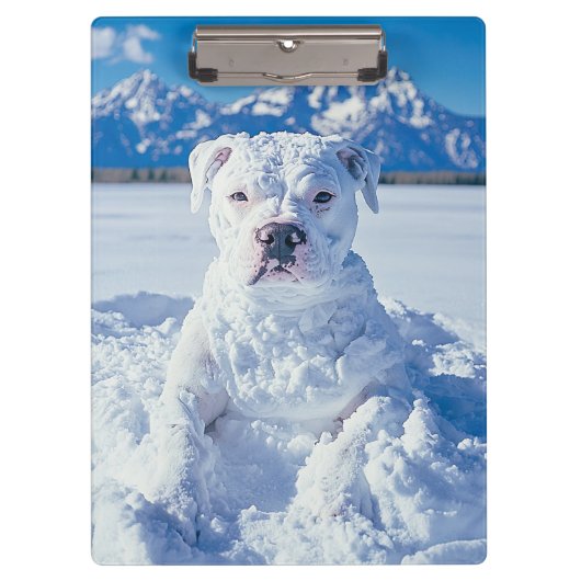 Kerst Pitbull Dog Snowman Klembord (Voorkant)