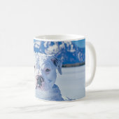 Kerst Pitbull Dog Snowman Koffiemok (Voorkant rechts)