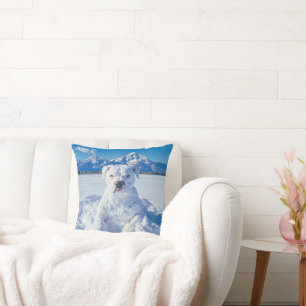 Kerst Pitbull Dog Snowman Kussen