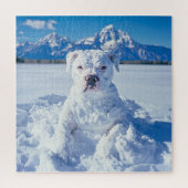 Kerst Pitbull Dog Snowman Legpuzzel (Verticaal)