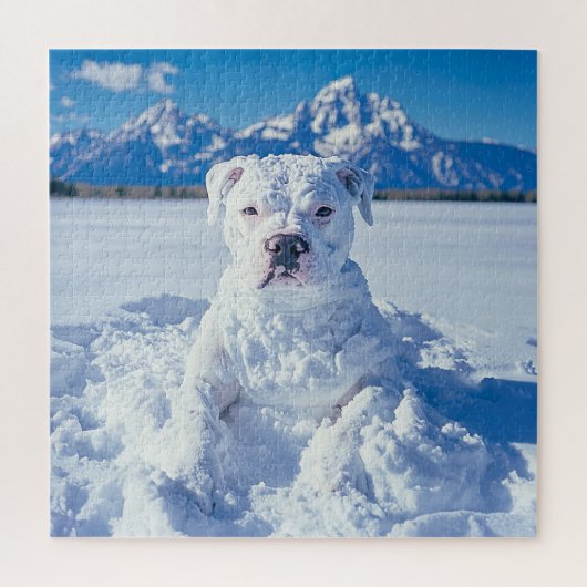 Kerst Pitbull Dog Snowman Legpuzzel (Verticaal)
