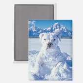Kerst Pitbull Dog Snowman Magneet (Voorkant / Achterkant)