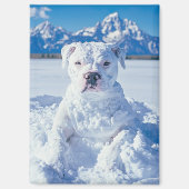 Kerst Pitbull Dog Snowman Magneet (Voorkant)