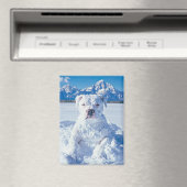 Kerst Pitbull Dog Snowman Magneet (Insitu (Vaatwasser))