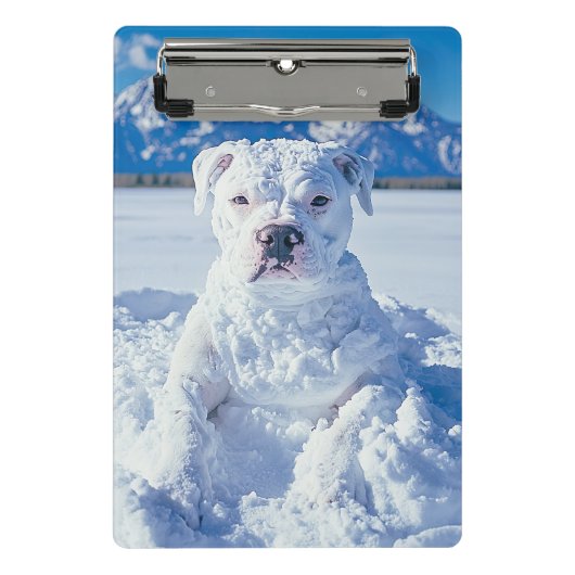 Kerst Pitbull Dog Snowman Mini Klembord (Voorkant)