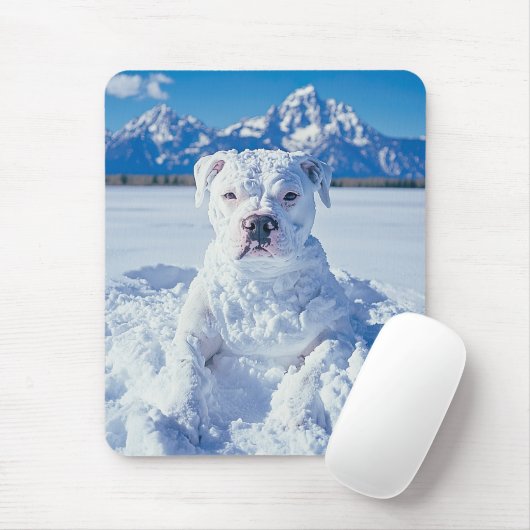 Kerst Pitbull Dog Snowman Muismat (Met muis)