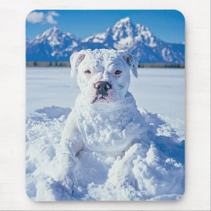 Kerst Pitbull Dog Snowman Muismat