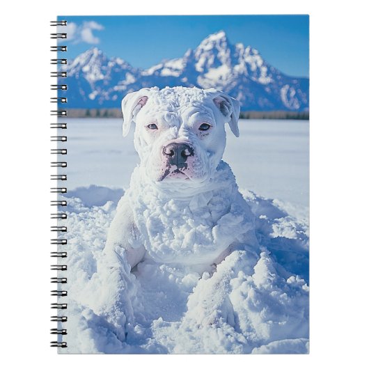 Kerst Pitbull Dog Snowman Notitieboek (Voorkant)