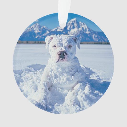 Kerst Pitbull Dog Snowman Ornament (voorkant)