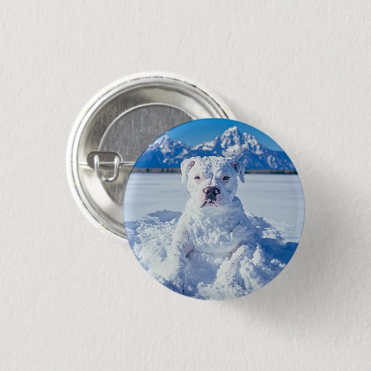 Kerst Pitbull Dog Snowman Ronde Button 3,2 Cm (Voorkant /achterkant)