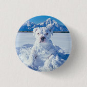 Kerst Pitbull Dog Snowman Ronde Button 3,2 Cm (Voorkant)