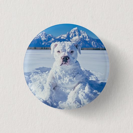 Kerst Pitbull Dog Snowman Ronde Button 3,2 Cm (Voorkant)