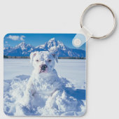 Kerst Pitbull Dog Snowman Sleutelhanger (Achterkant)