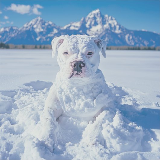 Kerst Pitbull Dog Snowman Sticker (Voorkant)