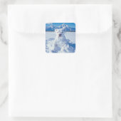 Kerst Pitbull Dog Snowman Vierkante Sticker (Tas)