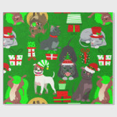 Kerst Pitbull Puppy Kerstman Hond Cadeaupapier (Vlak)