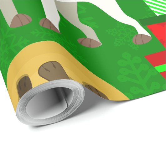 Kerst Pitbull Puppy Kerstman Hond Cadeaupapier (Rol Hoek)