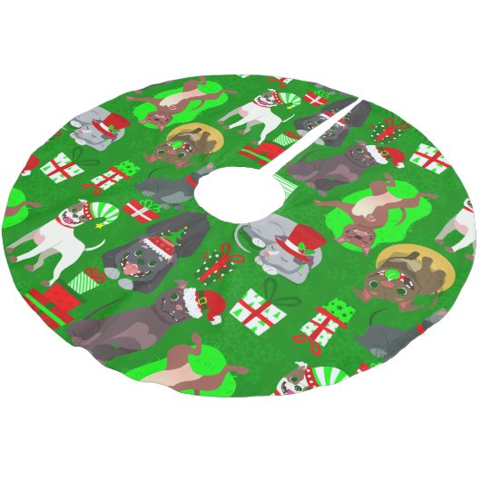 Kerst Pitbull Puppy Kerstman Hond Kerstboom Rok (Gekanteld)