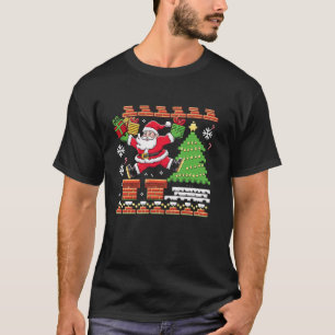 Kerst Pixelvormige Santa Clause Gamer Pixel Art G T-shirt