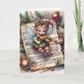 Kerst Pixie Elf Speelt Viool Kaart (Voorkant)