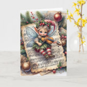 Kerst Pixie Elf Speelt Viool Kaart (Gele Bloem)