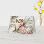 Kerst Pixie Fairy Het spelen van een harp Kaart (Gele Bloem)