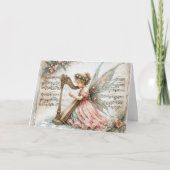 Kerst Pixie Fairy Het spelen van een harp Kaart (Voorkant)