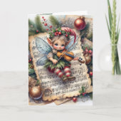 Kerst Pixie Fairy Het spelen van een viool Kaart (Voorkant)