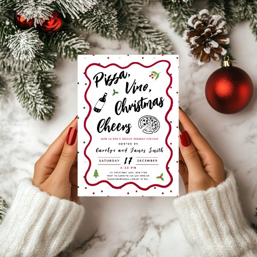 Kerst Pizza en Wijnfeest Kaart