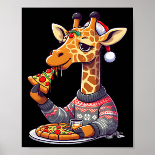 Kerst Pizza Giraffe  Poster