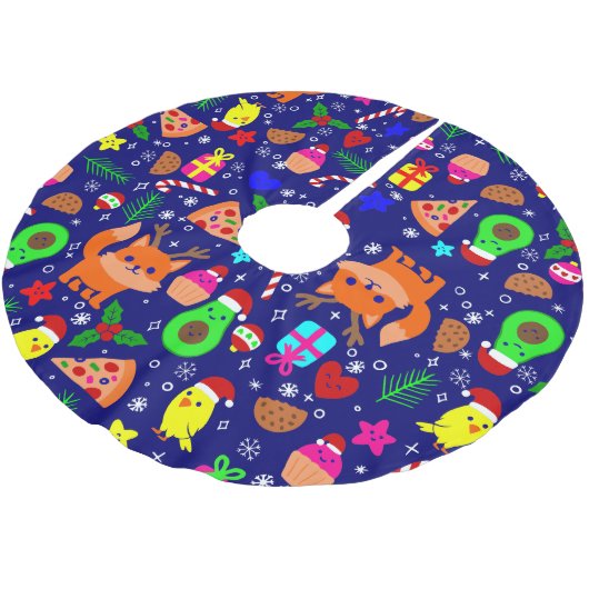 Kerst Pizza Kuiken Vogel Avocado Blauw Kerstboom Rok (Gekanteld)