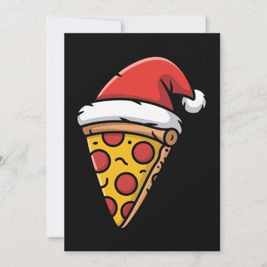 Kerst Pizza Slice Kerstman Hoed Pepperoni Feestdag Kaart (Voorkant)