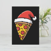 Kerst Pizza Slice Kerstman Hoed Pepperoni Feestdag Kaart (Staand voorkant)