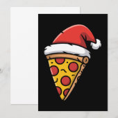 Kerst Pizza Slice Kerstman Hoed Pepperoni Feestdag Kaart (Voorkant / Achterkant)