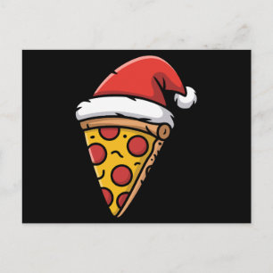 Kerst Pizza Slice Kerstman Hoed Pepperoni Vakantie Feestdagenkaart