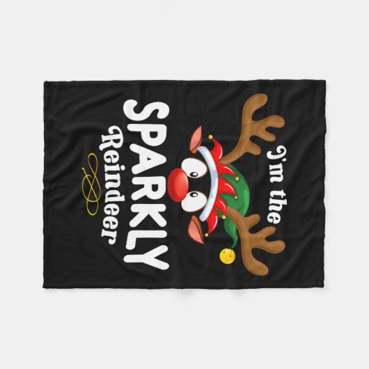 Kerst Pjs Sparkly Xmas Rendier Matching Fleece Deken (Voorkant (Horizontaal))