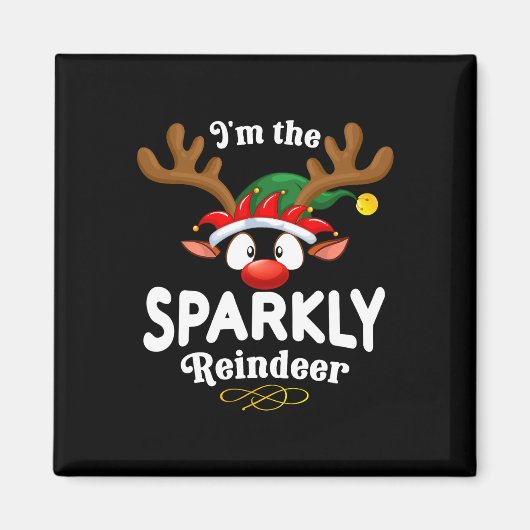 Kerst Pjs Sparkly Xmas Rendier Matching Magneet (Voorkant)