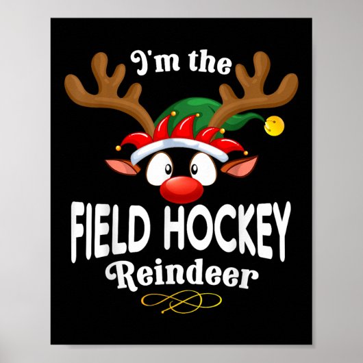 Kerst Pj's Veldhockey Kerstmis Rendier Bijpassend Poster (Voorkant)