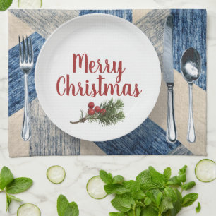Kerst plaats instelling theedoek