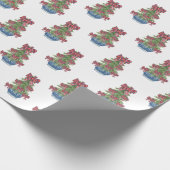 Kerst Plaid Bow Chinoiserie Topiary Tree Cadeaupapier (Hoek)