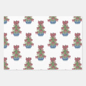 Kerst Plaid Bow Chinoiserie Topiary Tree Inpakpapier Vel (Voorkant 3)