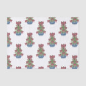 Kerst Plaid Bow Chinoiserie Topiary Tree Tissuepapier (Voorkant)