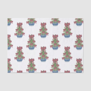Kerst Plaid Bow Chinoiserie Topiary Tree Tissuepapier