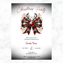 Kerst Plaid Bow Party Kaart