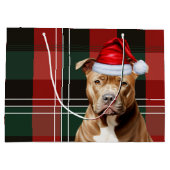 Kerst Plaid Brown Pit Bull Dog Lover Groot Cadeauzakje (Achterkant)