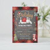 Kerst Plaid Chalkboard Holiday Bowling Party Kaart (Staand voorkant)