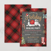 Kerst Plaid Chalkboard Holiday Bowling Party Kaart (Voorkant / Achterkant)